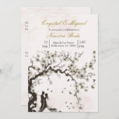 ベージュブラック&ホワイト結婚式招待状 招待状 (正面/裏面)