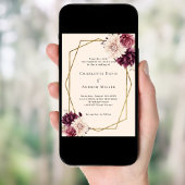 ベージュブルゴーニュアイボリー花模様幾何結婚の 招待状