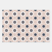ベージュブルーの花柄エレガントでスタイリッシュなデザイン ラッピングペーパーシート (正面3)
