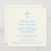 ベージュブルーエレガントクロスボーイズ《キリスト教》洗礼式や命名式 招待状 (正面/裏面)