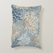ベージュブルーコーラルリーフ海洋生物海コースト アクセントクッション (裏面(縦))