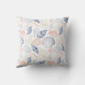 ベージュブルーシーシェルビーチハウスレイクサイドボホ クッション (裏面)