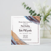 ベージュブルーナスバー(ユダヤ教の)バル・ミツバー招待状 招待状 (スタンド正面)