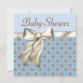 ベージュブルーブラウン男の赤ちゃんシャワー招待状 招待状 (正面)