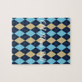 ベージュブループレイドジグソーパズルデイジー ジグソーパズル (横)