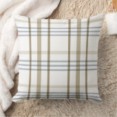 ベージュブループレイド クッション (ブランケット)