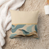 ベージュブルーモダングリーンスタイル波 クッション (ブランケット)