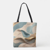 ベージュブルーモダングリーンスタイル波 トートバッグ (裏面)