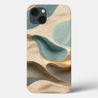 ベージュブルーモダングリーンスタイル波 iPhone 13ケース