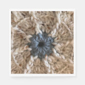 ベージュブルーヤーンフォト編み物パーティークロシェ スタンダードランチョンナプキン (正面)