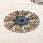 ベージュブルーヤーンフォト編み物パーティークロシェ ペーパーコースター (アングル)