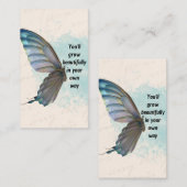 ベージュブルーヴィンテージバタフライビジネスカード 名刺 (正面/裏面)