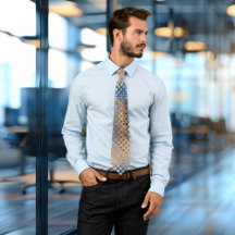 ベージュブルー抽象芸術ガラスドットパターンタイ