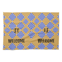 ベージュブルー白市松模様に