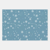ベージュブルー素朴スノーフレークスクリスマスホリデー ラッピングペーパーシート (正面)