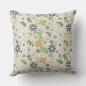 ベージュブルー&金ゴールドフローラデイジーソファ クッション (裏面)