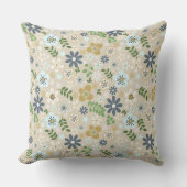 ベージュブルー&金ゴールドフローラデイジーソファ クッション (正面)