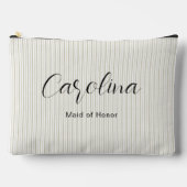 ベージュプティモダンピンストリペスブリデスメイド アクセサリーポーチ (正面)