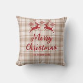 ベージュプライド赤い鹿メリークリスマス名前をカスタムする クッション (正面)