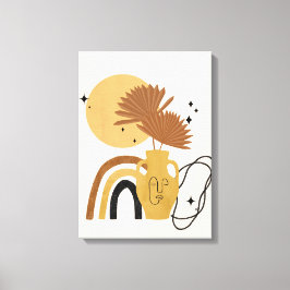 ベージュプラント抽象芸術ボホキャンバス キャンバスプリント