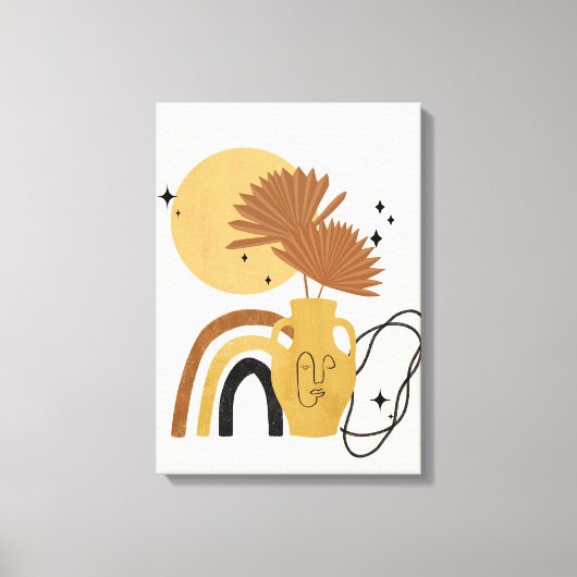 ベージュプラント抽象芸術ボホキャンバス キャンバスプリント (正面)