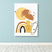 ベージュプラント抽象芸術ボホキャンバス キャンバスプリント (インサイチュ (ウッドフロア))