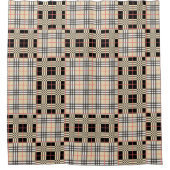 ベージュプレイドタータンチェック市松模様にパターンのプレイドパターン シャワーカーテン (正面)