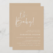 ベージュベビーミニマルシャワー招待状 招待状 (正面/裏面)