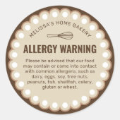 ベージュベーカリー食品安全アレルゲン警告警告 ラウンドシール (正面)