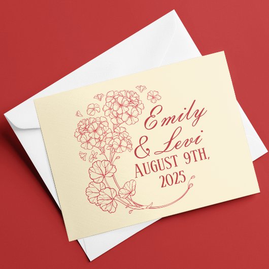 ベージュベージュズ結婚の赤ゲラニウム サンキューカード