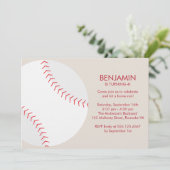 ベージュベースボールテーマのスポーツ誕生日 招待状 (スタンド正面)