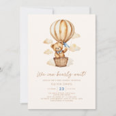 ベージュベーモダンベビーボーイベビーシャワー 招待状 (正面)