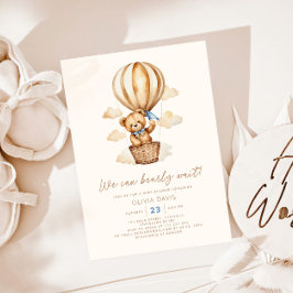 ベージュベーモダンベビーボーイベビーシャワー 招待状