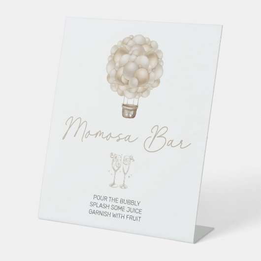 ベージュホットエアバルーンベビーシャワーモモモモザバー 台座サイン (正面)