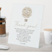 ベージュホットエアバルーン赤ちゃんシャワーありがとう詩 台座サイン (インサイチュ)