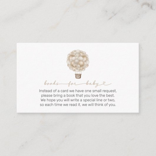 ベージュホットエアバルーン赤ちゃんシャワーベビー エンクロージャーカード (正面)