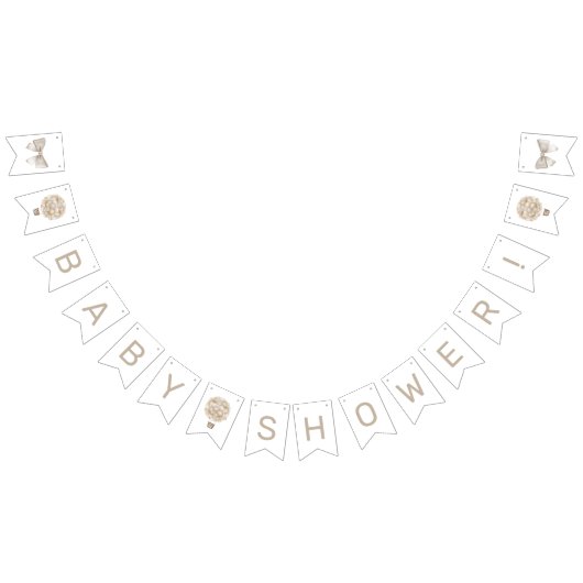 ベージュホットエアバルーン赤ちゃんシャワー バンティングフラッグ (全)