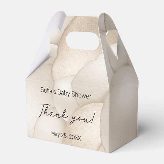 ベージュホットエアバルーン赤ちゃんシャワー フェイバーボックス (裏面サイド)