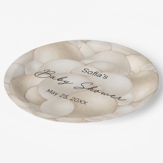 ベージュホットエアバルーン赤ちゃんシャワー ペーパープレート (アングル)