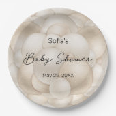 ベージュホットエアバルーン赤ちゃんシャワー ペーパープレート (正面)