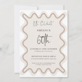 ベージュホワイトウェー縁どブ60番目の誕生日招待状 招待状 (正面)