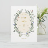 ベージュホワイトエレガントフローラ結婚ズ 招待状 (スタンド正面)