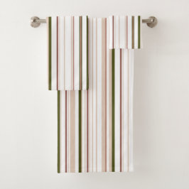 ベージュホワイトグリーンニュートラルバスルーム沿岸 バスタオルセット