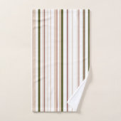 ベージュホワイトグリーンニュートラルバスルーム沿岸 バスタオルセット (ハンドタオル)