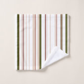 ベージュホワイトグリーンニュートラルバスルーム沿岸 バスタオルセット (ウォッシュタオル)