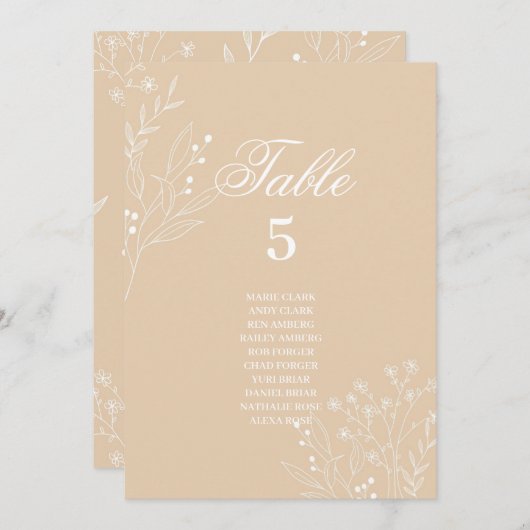 ベージュホワイトコーナーフローラボホ着座図 招待状 (正面/裏面)