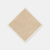 ベージュホワイトコーナーフローラボホ結婚ズ スタンダードカクテルナプキン (角)
