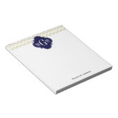 ベージュホワイトシェブロンネイビークローバー3モノグラム ノートパッド (アングル)