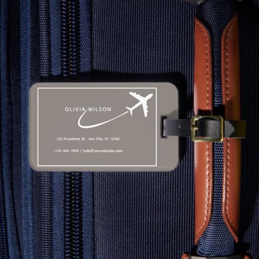 ベージュホワイトシンプルパーソナライズされた名荷物タグ ラゲッジタグ (正面インサイチュ4)