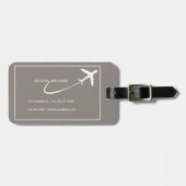 ベージュホワイトシンプルパーソナライズされた名荷物タグ ラゲッジタグ (正面横)